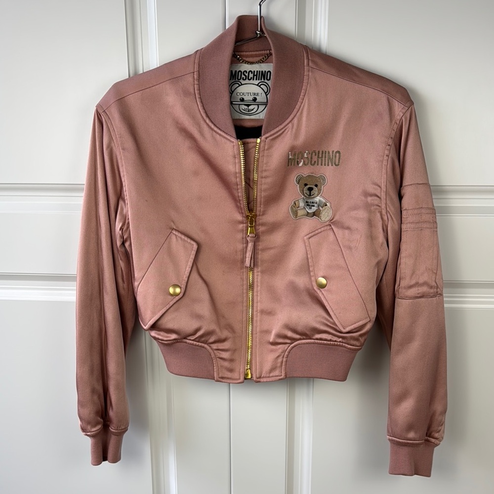 Moschino Pink Teddy Bear Bomber Jacket